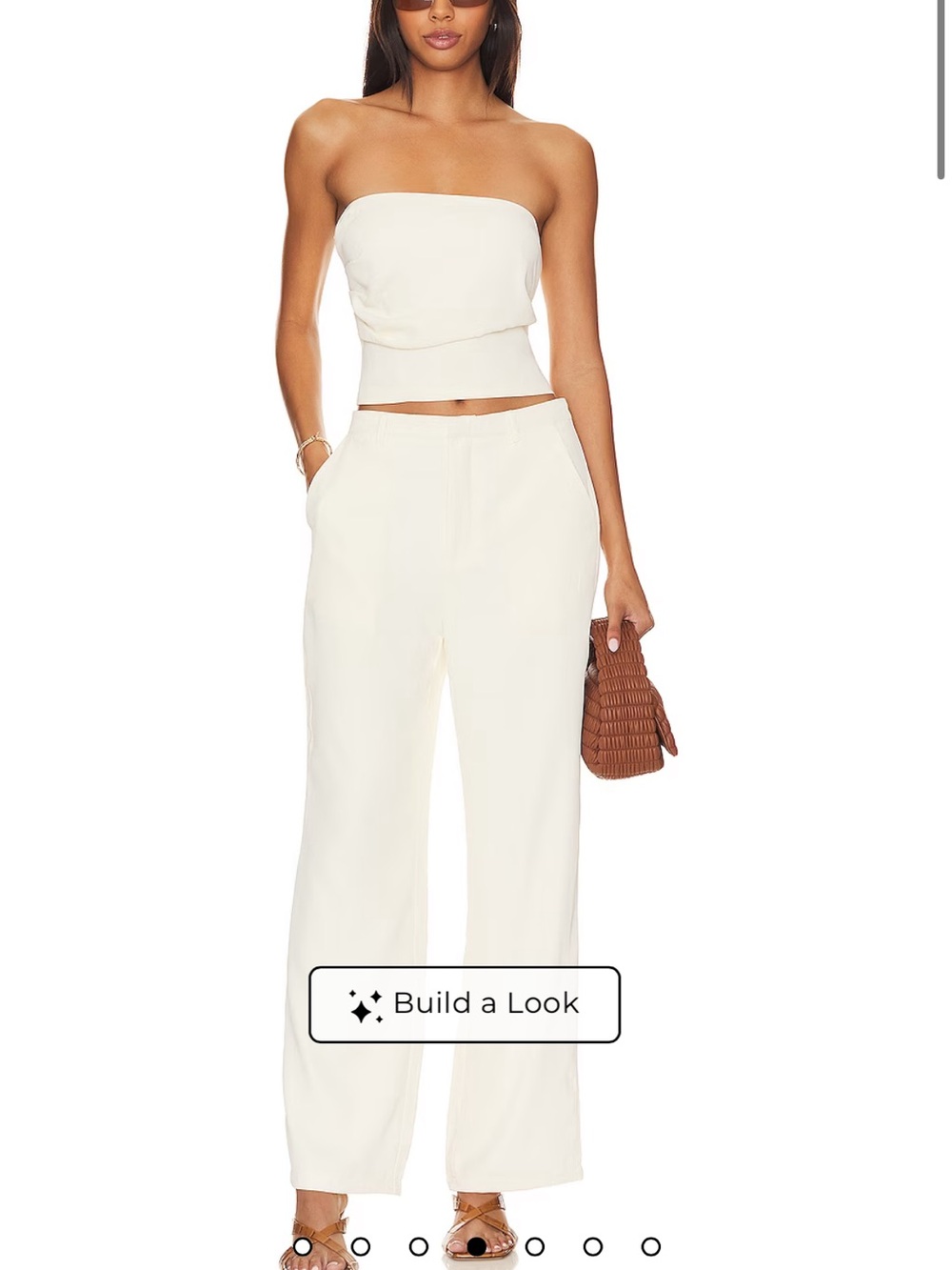 Revolve Wide Leg High-Rise Pants in Ivory